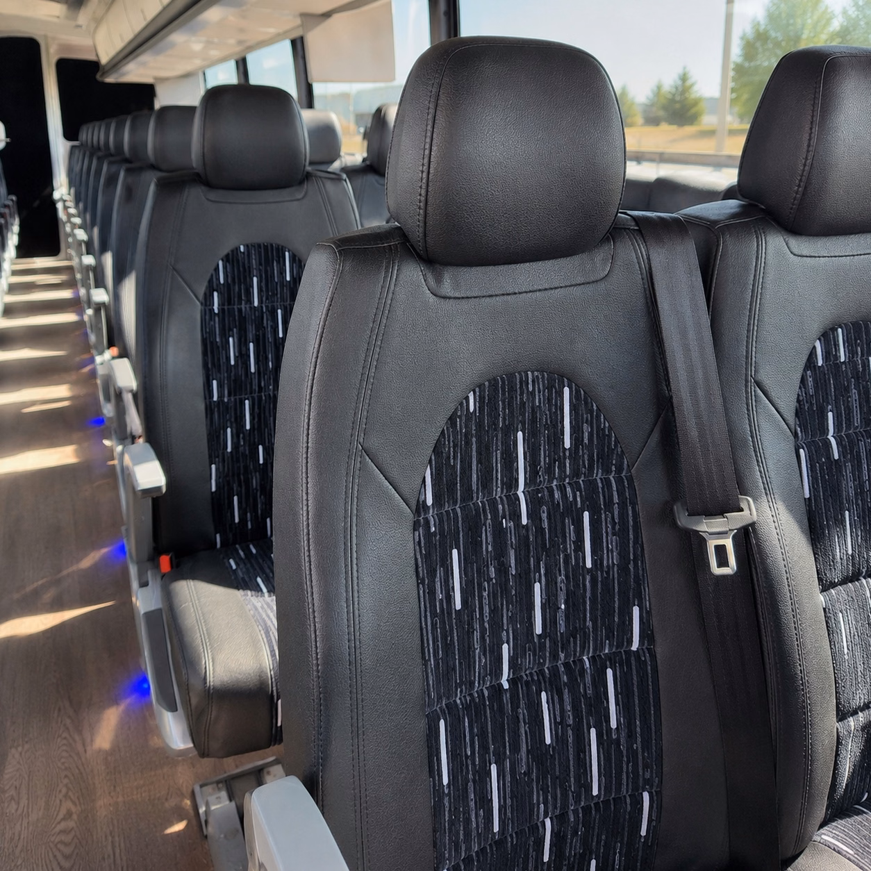 56 passenger charter bus inside